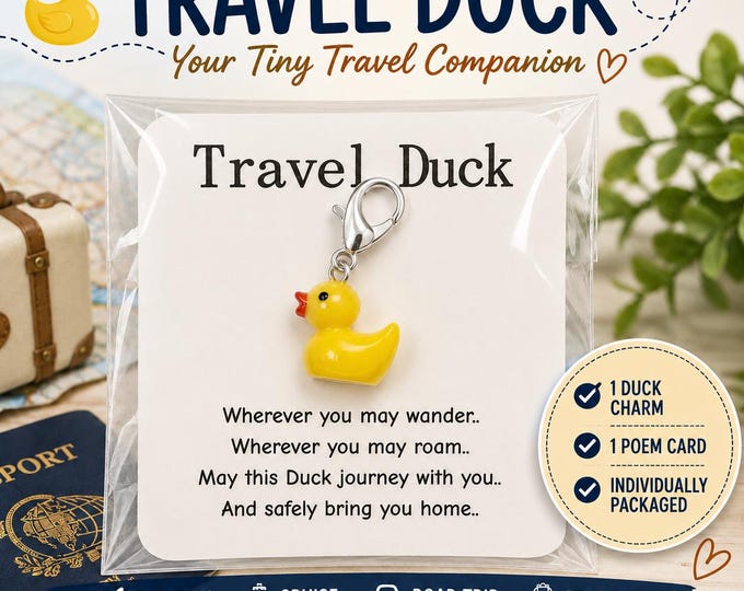 Travel Yellow Rubber Duck 3D Charm Card – Cruise Gift - Keychain, Zipper Pull
