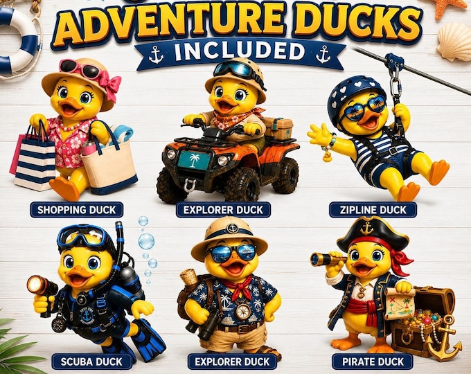 Cruise Duck PNG Bundle, 6 Adventure for Fun Crafts