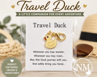 Buttery Yellow Travel Duck Charm, Cruise Companion, Zipper Pull, Gift Ready