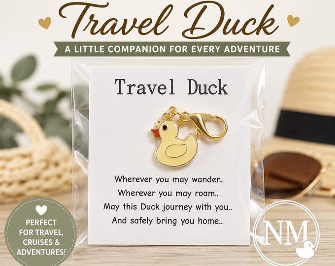 Buttery Yellow Travel Duck Charm, Cruise Companion, Zipper Pull, Gift Ready