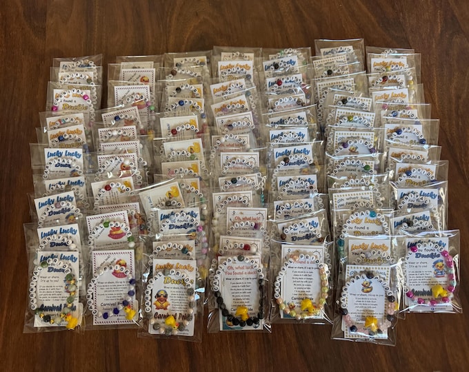 Featured listing image: Custom Yellow Duck Charm Bead Bracelet: Cruise Gift Exchange tags