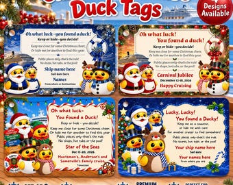 Personalized Christmas Cruise Duck Tags, Set of 8, Holiday Cruising