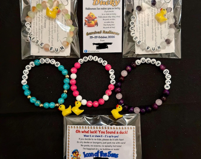 Featured listing image: Mini Rubber Duck Charm Bracelet with Custom Tags | Cruise Cabin Gift Exchange