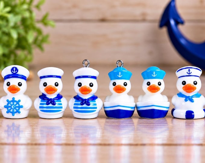 Mini Sailor Duck Set – 4 Nautical Designs, Cruise Party Favors - Hooks optional