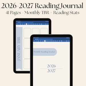 Lesetagebuch 2026–2027 für Goodnotes, digitaler Lesetracker von Muted Sage, monatlicher Leseplaner, Buchprotokoll, 15-Monats-Planer