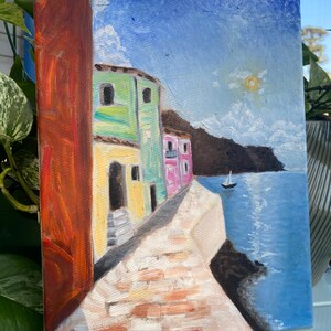 Original Oil Painting Seaside Mediterranean Villa- "Villa"