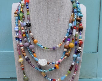 Muticolor Necklace Bracelet and Earrings Set "Summer Carnival"