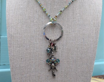 Splendid Elephant Necklace in Blue, Green, and Purple