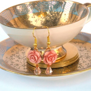 Rose Earrings Pink Fairytale Earrings image 4