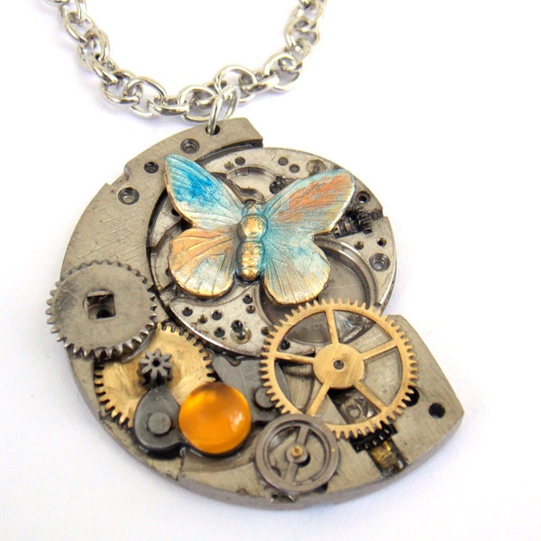 Steampunk Necklace "A Flutter in the Machine" Butterfly Necklace