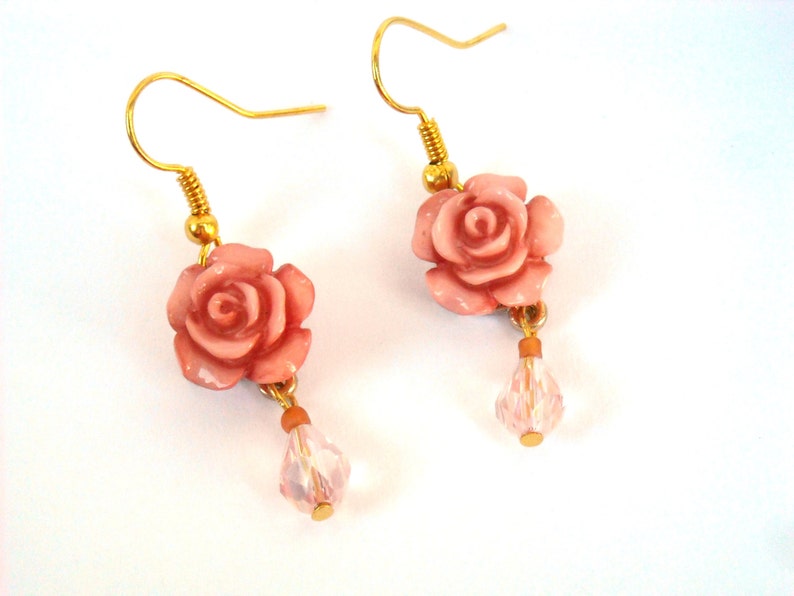 Rose Earrings Pink Fairytale Earrings image 2