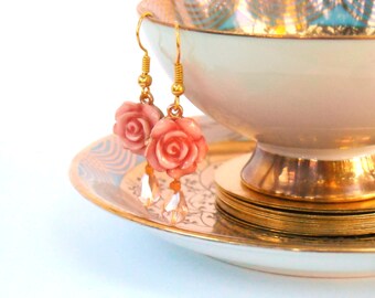 Rose Earrings Pink Fairytale Earrings