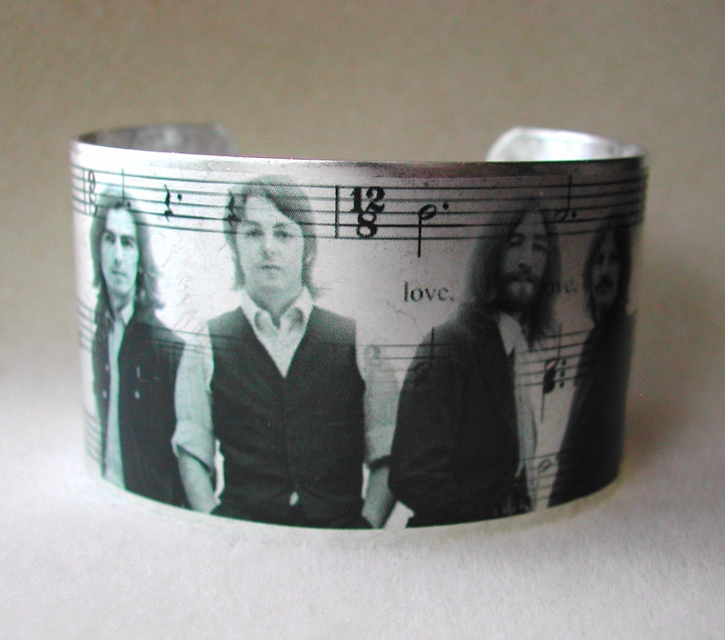 Beatles All You Need Is Love Silver Cuff Bracelet image 1