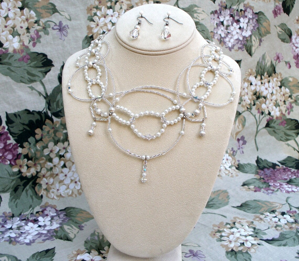 Bridal Necklace crystal and Pearl Symphony With - Etsy