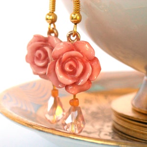 Rose Earrings Pink Fairytale Earrings image 3