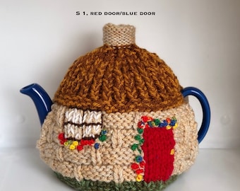Tea Cosy. Hand Knitted. English Thatched Cottage-in-a-box. Double thickness. SMALL size (1.1 litre). Various colour ways available.