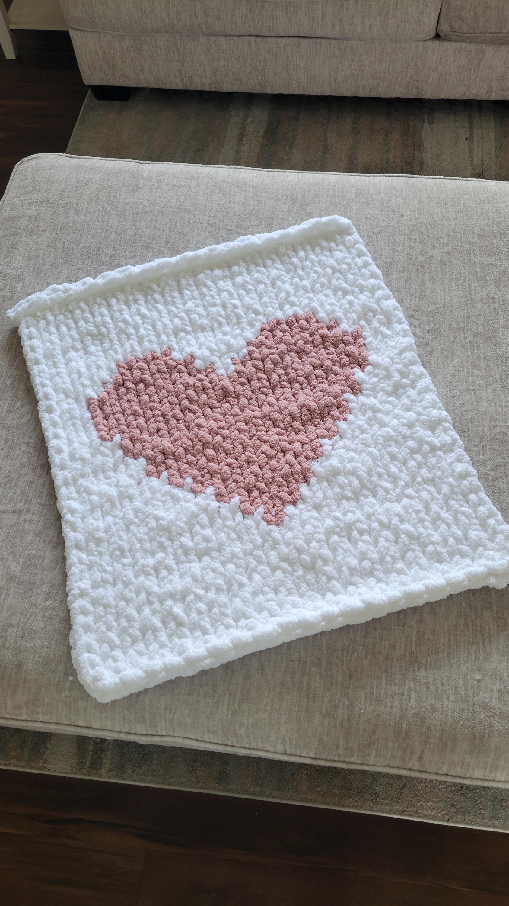Pink & White Heart Baby Blanket + Stuffed Rubber Ducky - Extra Soft