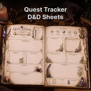 DnD Quest Tracker Printable | 1 & 2 Page Quest Journal | Fantasy RPG Character PDF