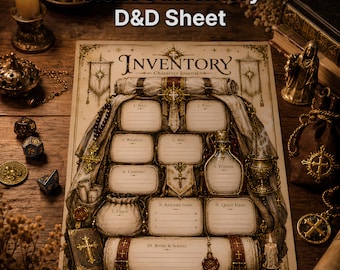 Cleric Inventory Sheet Printable | DnD Character Journal Page | Fantasy RPG Backpack Tracker PDF