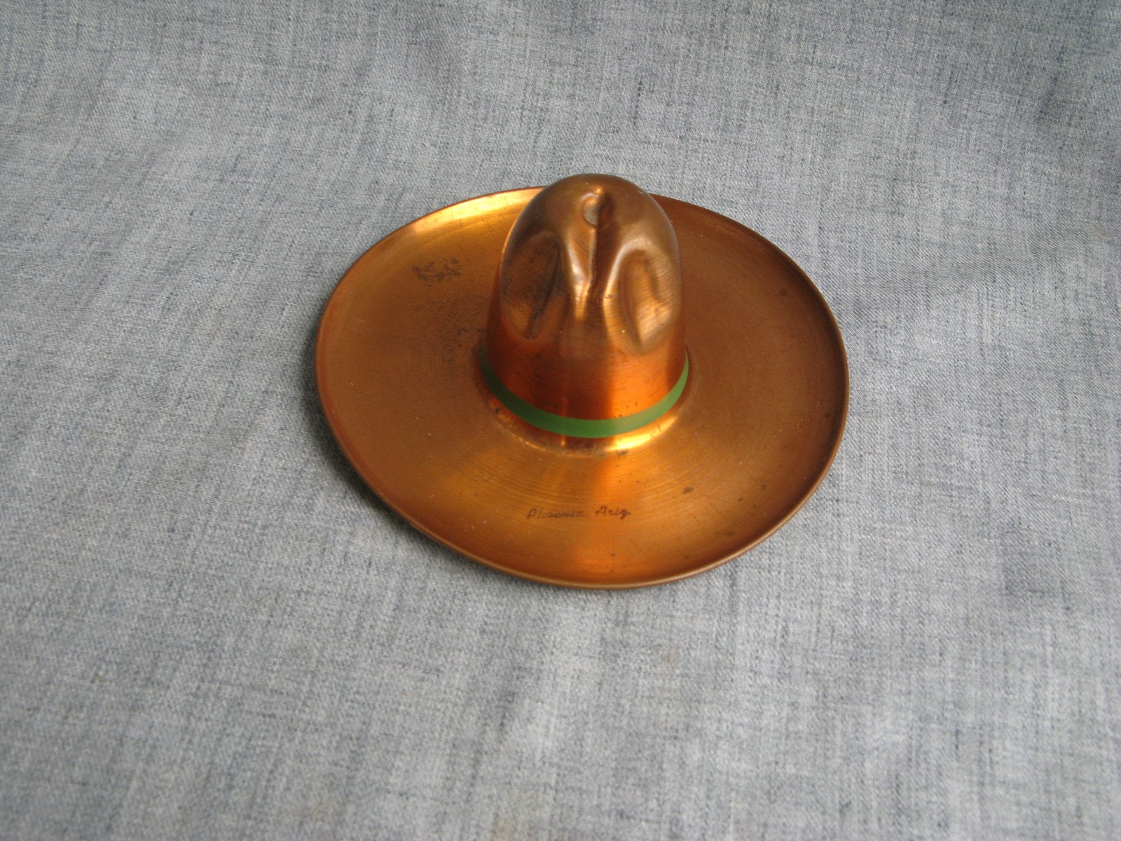 Vintage Hat Ashtray Sombrero Handcrafted Copper Ashtray 1/2