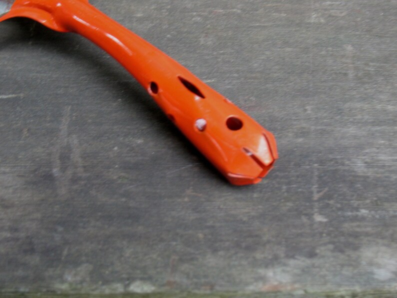 Vintage Garden Tool Metal Hand Rake 1980s Orange Mod Garden Shed Yard Art