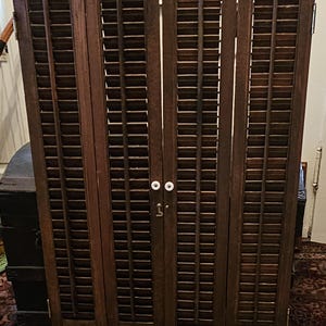 4 Vintage Shutter Panels Interior Wood Louver Shutters Rustic Barn Window Treatment Rustic