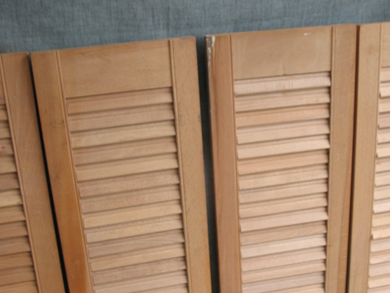 4 Vintage Shutter Panels Interior Oak Wood Louver Shutters Etsy