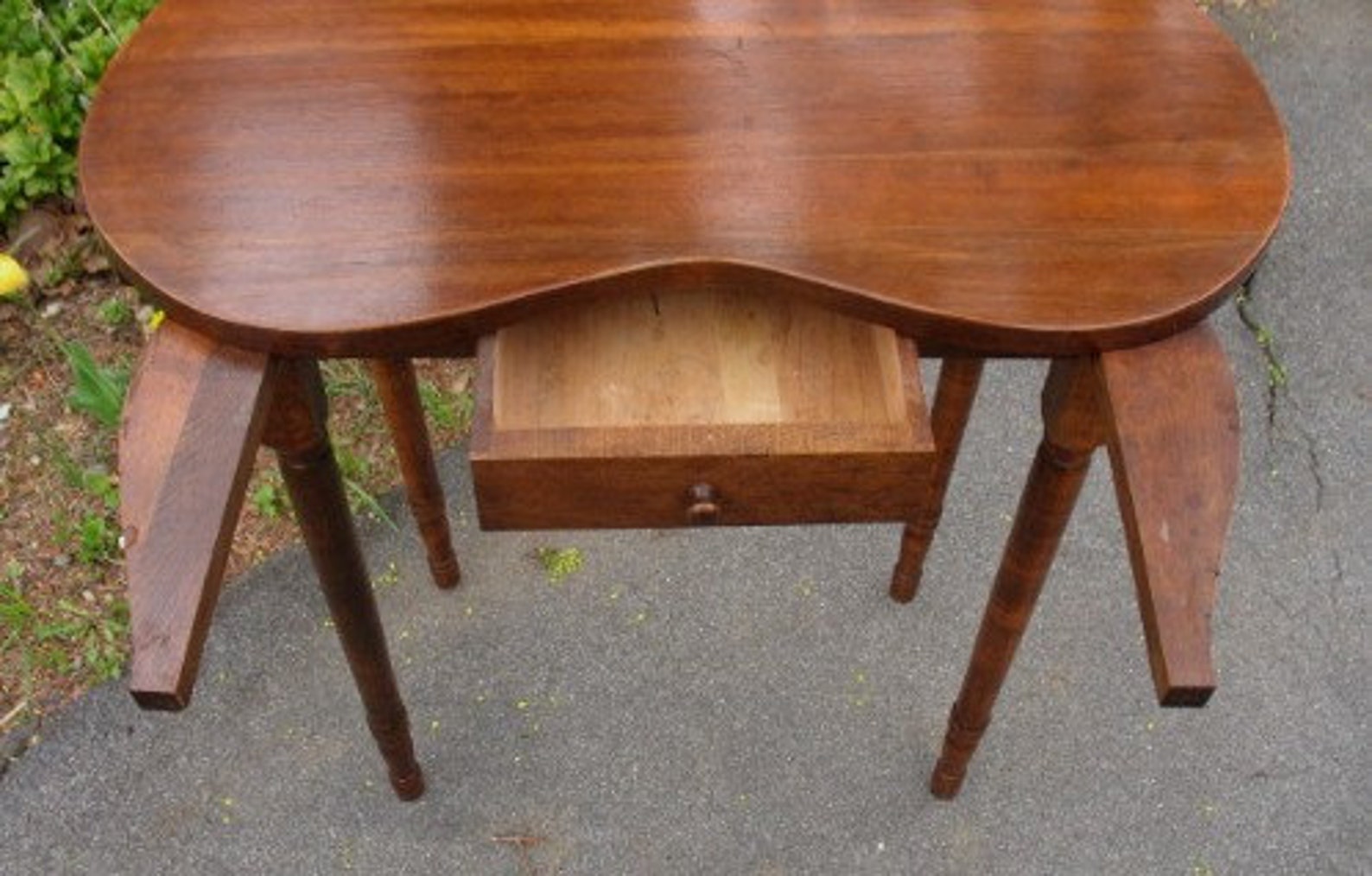 Vintage Wood Kidney Shaped Vanity Table Dressing Table Sewing Etsy