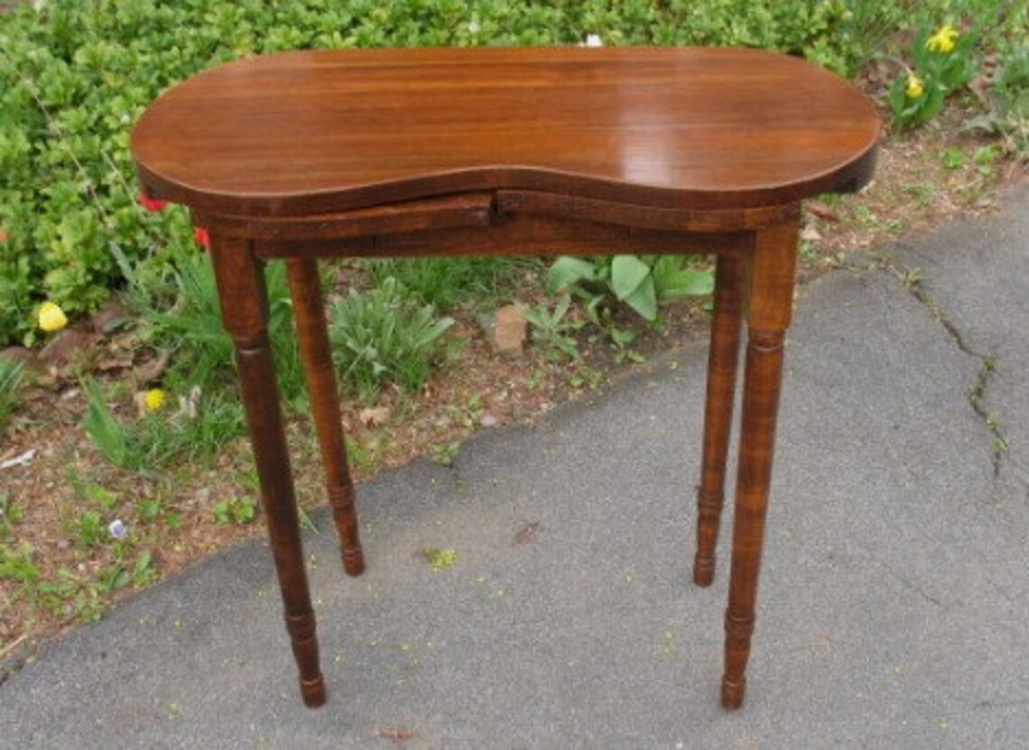 Vintage Wood Kidney Shaped Vanity Table Dressing Table Sewing Etsy