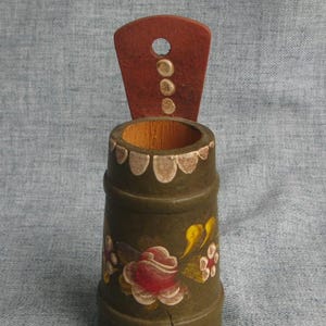 Vintage Wood Tole Painted Wood Matchstick Holder Match Safe Holder Wall Mount Kitchen Fireplace Decor