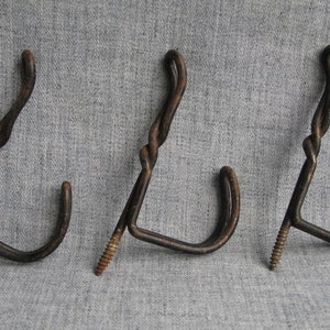 Vintage Wire Hooks 3 Hanging Screw in Twisted Wire Hooks Coat