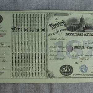 Antique Tax Stamp Alcohol Beer Brewer 1875 Civil War Era Revenue Tax Victorian, Capitol Building, Micro Brewery