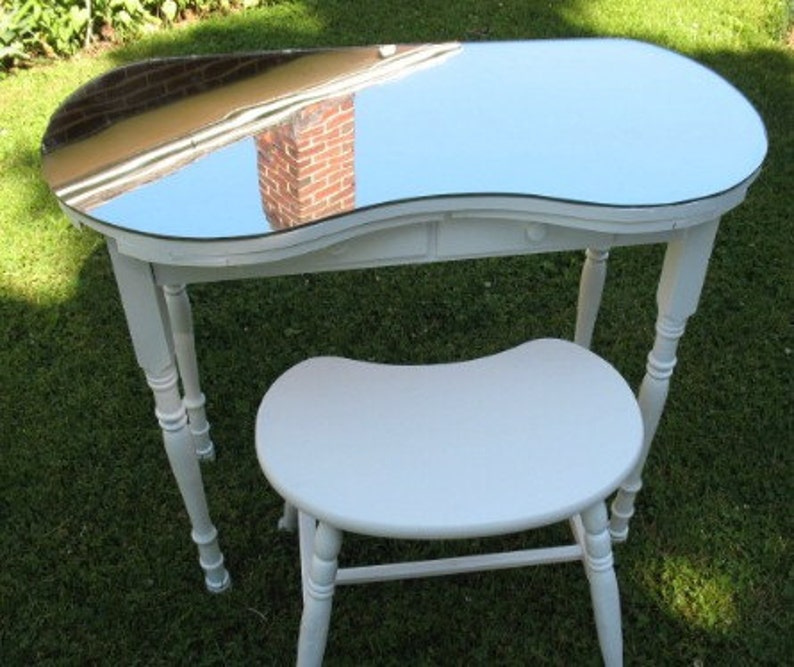Reserved for Rich Vintage Kidney Shaped Vanity Table w/ Mirror Etsy