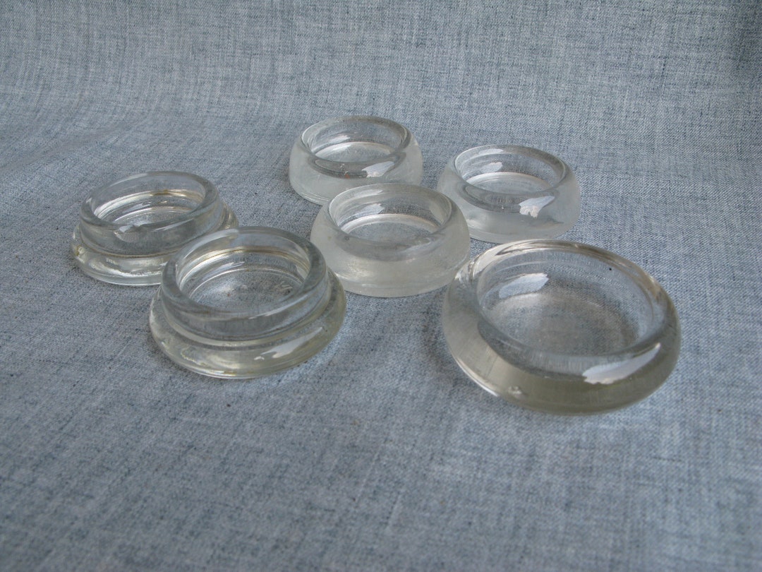6 Vintage Glass Furniture Casters Coasters Sliders Mover Pads Etsy