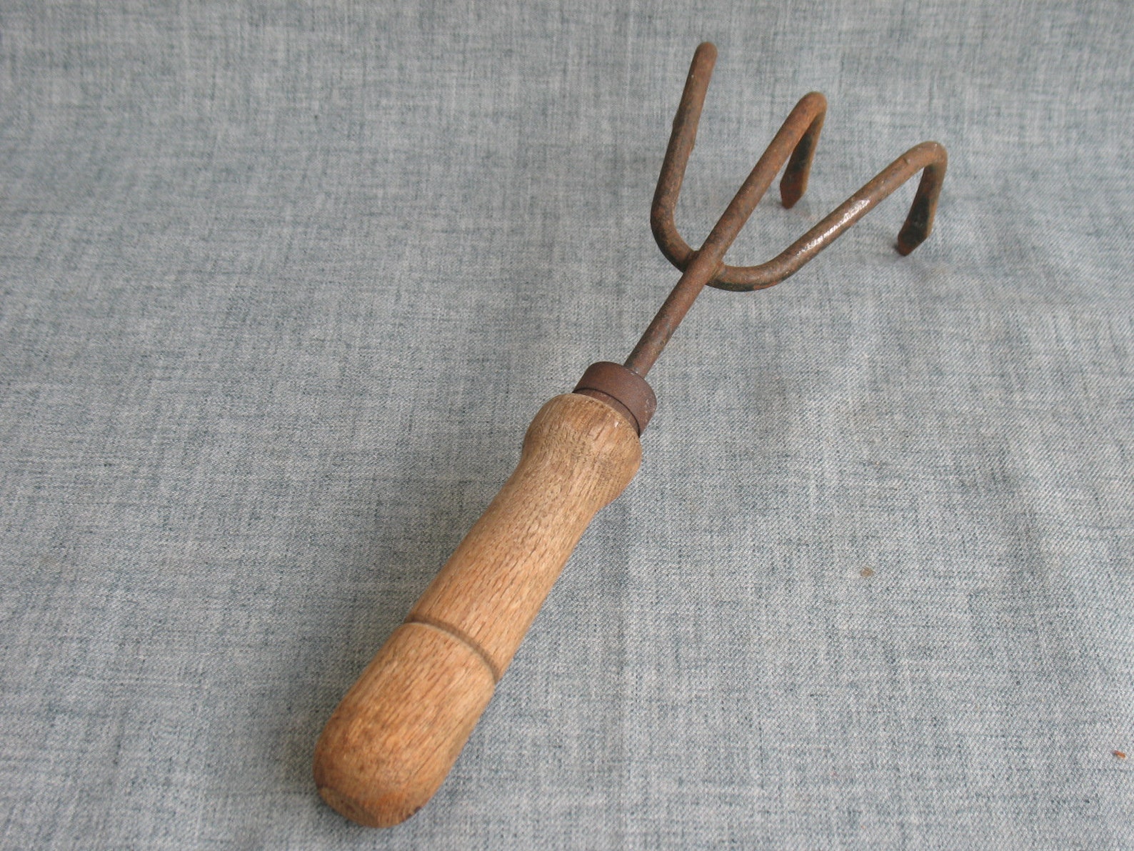 Vintage Garden Rake 3 Prong Cultivator Hand Tool Wood Handle | Etsy