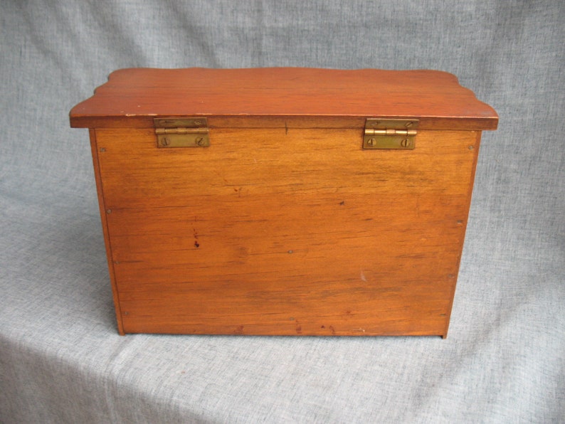 Vintage Wood Jewelry Box Dresser Caddy Flip Top Lid with Drawer Handmade One-Of-A-Kind