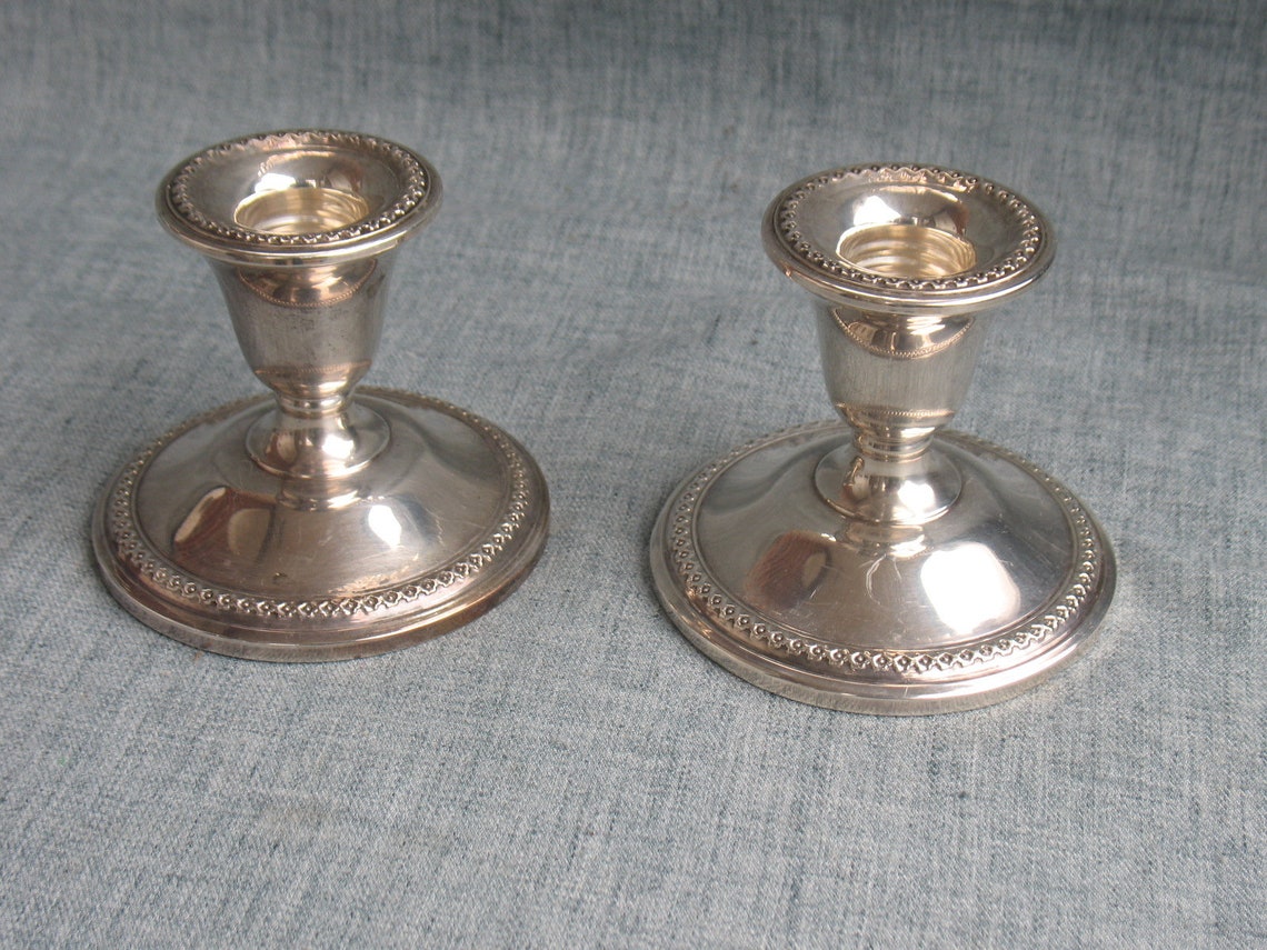 Set Vintage Rogers Candle Holders Sterling Silver Weighted Etsy
