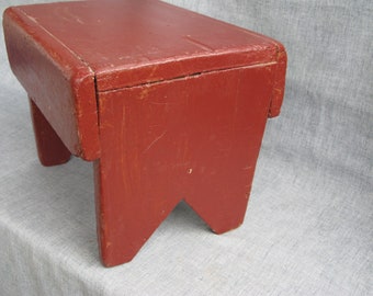 Vintage Wood Foot Stool Bench Rustic Wood Step Stool Cricket Stool