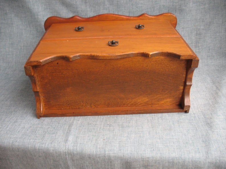 Vintage Wood Jewelry Box Dresser Caddy Flip Top Lid with Drawer Handmade One-Of-A-Kind