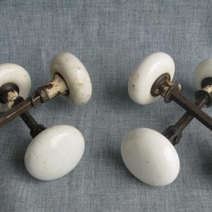 Lot of 8 Vintage White Porcelain Doorknobs Architectural Salvage Victorian Home Decor Restoration
