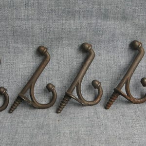 Set of 5 Vintage Hooks Coat Hat Screw Hooks Industrial Closet Hallway Vintage Hardware Home Decor