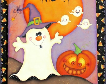 E PATTERN - Ghost Crossing! - Fun Halloween design, ghosts and silly pumpkin - Designed & Painted by Sharon B.