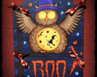 E PATTERN - Boo Hoot - Witchy Owl Fun for Halloween - Designed & Painted by me, Sharon Bond