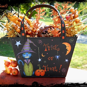 E PATTERN - Trick or Treat - Fun, Primitive  and Colorful for Fall - Painted & Designed by Sharon B.