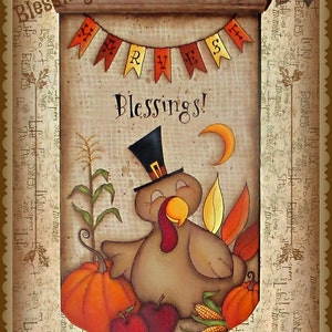 E PATTERN - Harvest Blessings - Sweet Turkey Celebrating the Harvest! Designed and Painted by Sharon Bond