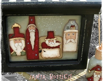 E PATTERN - Santa Bottles - Fun Designs - Lots of Santas - Design by Terrye French/Painted by Me