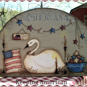 E PATTERN - Keeping American - NEW - Americana, Swan, Stars - Designed by T. French & Painted by Sharon Bond - FAAP