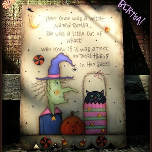 E PATTERN Bertha the Witch With a Clever Saying Designed & Painted by Me, Sharon B. FAAP image 2