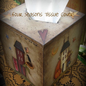 E PATTERN 4 Seasons Tissue Box Cover Design by Terrye French Painted by Me, Sharon B image 1