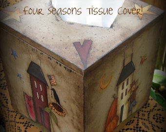E PATTERN - 4 Seasons Tissue Box Cover - Design by Terrye French - Painted by Me, Sharon B